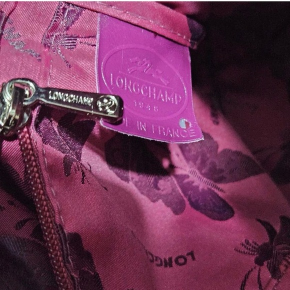 LONGCHAMP Chic Elegant Coquette Roseau Croc-Embossed Purple Leather Tote Bag - Picture 11 of 16